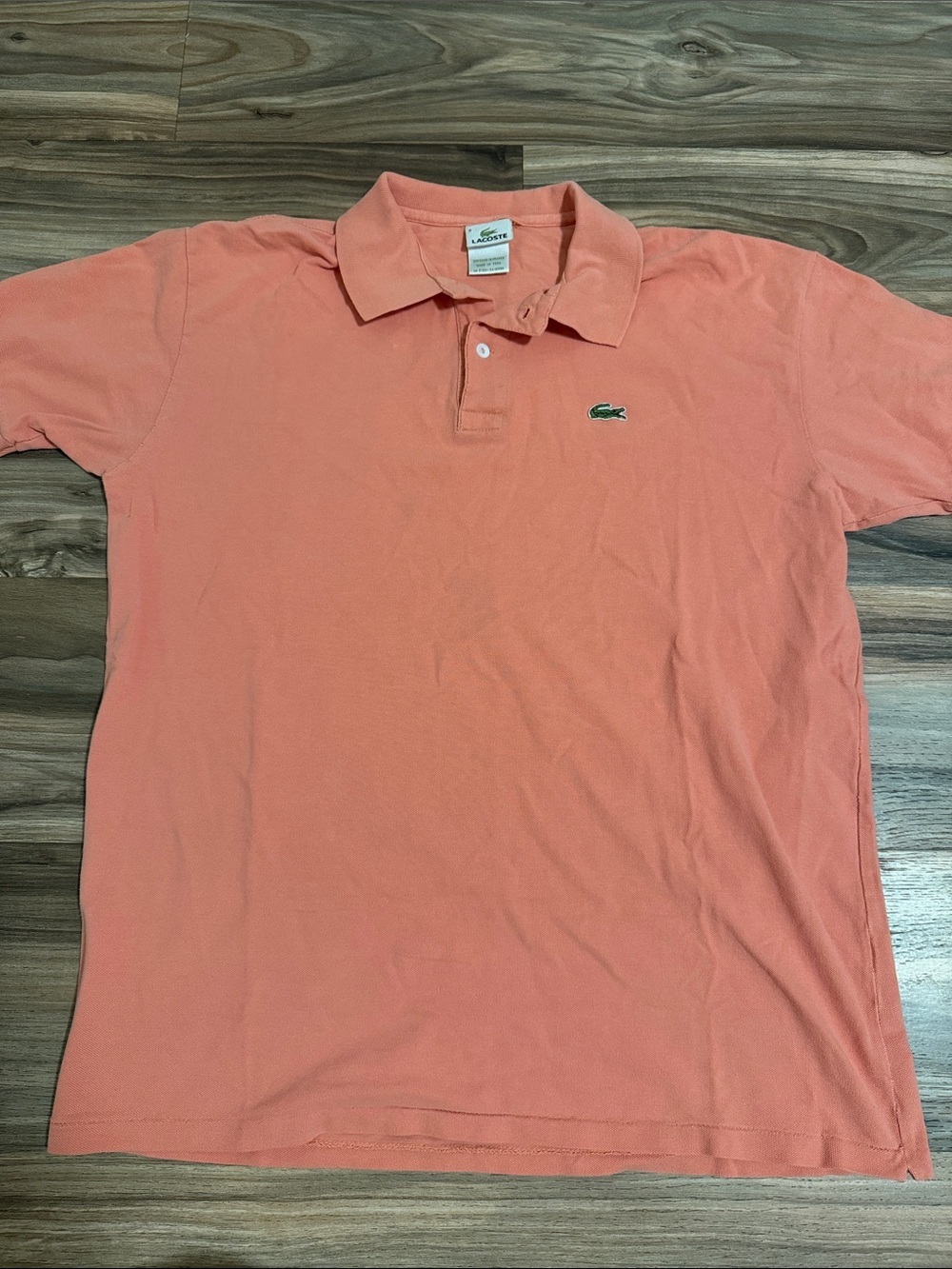 Lacoste Polo Shirt Mens Sz. 9 Peach Classic Fit Crocodile Logo Cotton Pique